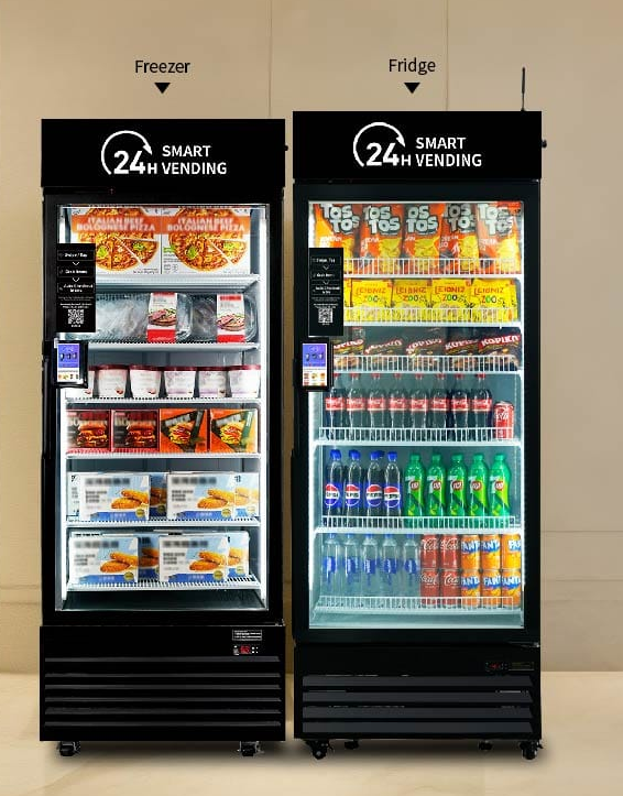 AI-powered smart fridge and freezer for 24/7 office breakrooms — fresh food and drinks